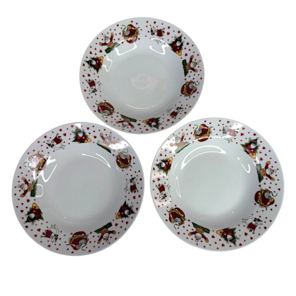 Set Of‎ 3 Party Concepts Christmas Santa Claus Bowls 8" Ceramic Soup Salad PXT1
